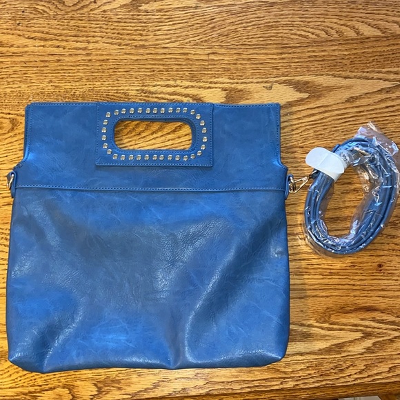 NWOT AH-DORNED FAUX LEATHER PURSE SIZE APPROX 14x13x2” - Picture 2 of 6